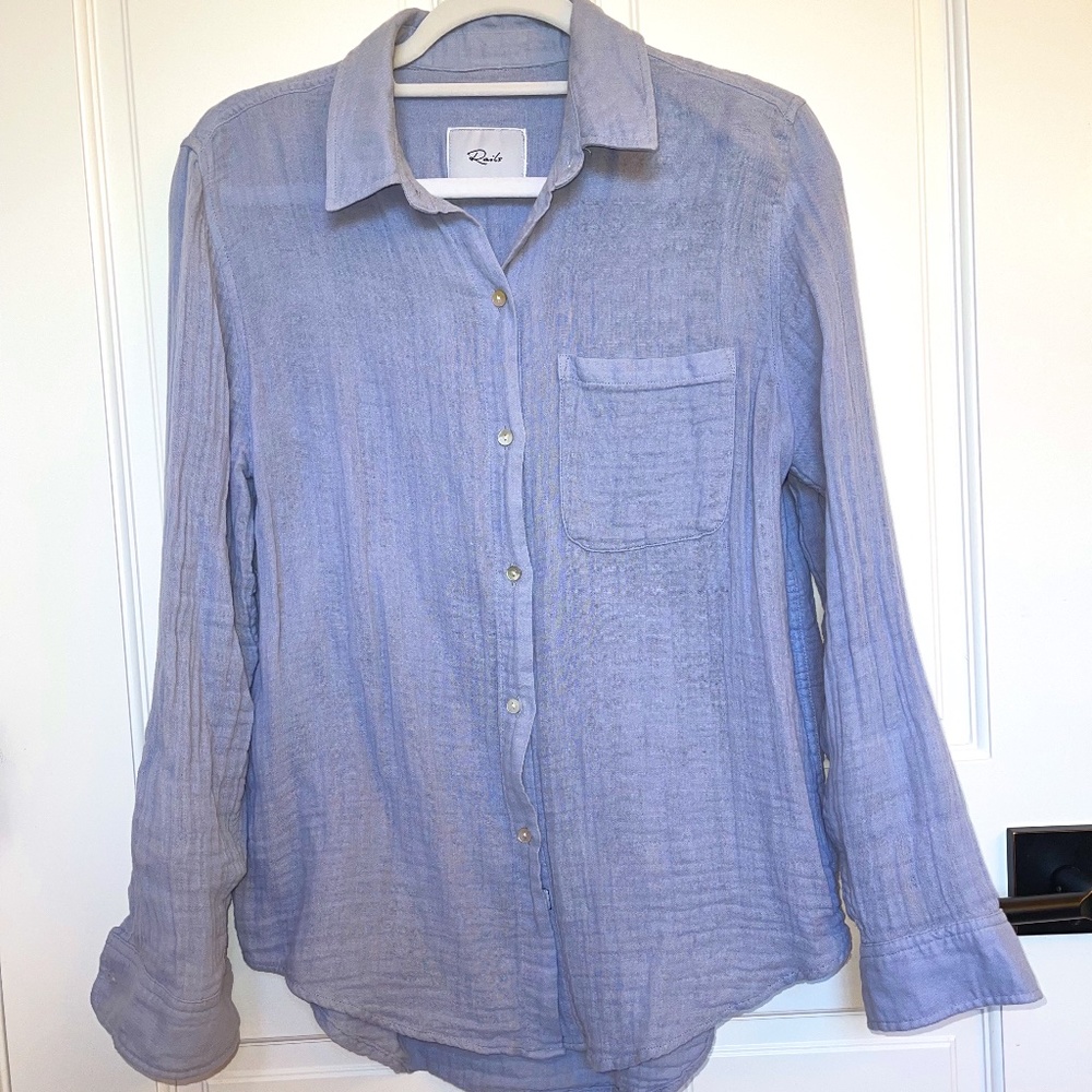Rails Ellis cotton gauze button down (lilac)